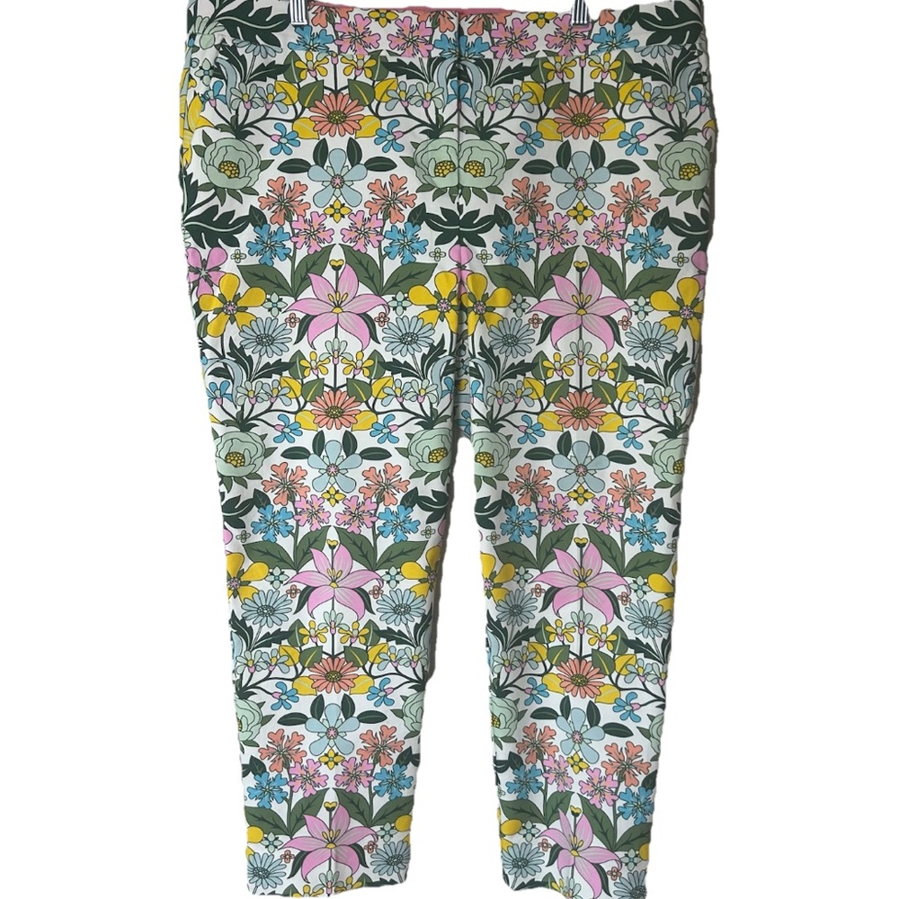 Boden Floral Ankle Cropped High Rise Pants 16/18 Vacation